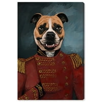 Wynwood Studio Animals Wall Art vászon nyomatok „Dapper Bulldog Custom„ Kutyák és Kiskutyák - Piros, Kék