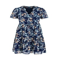 Meihuida női nyári Rövid A-line ruhák rövid ujjú v nyakú Bohém Virágmintás ruhák