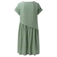 Női nyári ruhák Női Alkalmi Egyszínű V nyakú Rövid ujjú fodros zseb ruha nőknek Zöld XL