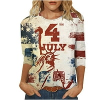 Nyári megtakarítási Clearance felsők Xihbxyly Női pólók, női nyári amerikai zászló hazafias pólók nyári alkalmi nyaralás