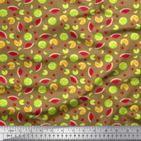 Soimoi Poly Georgette Szövet citrom szelet, cseresznye & görögdinnye gyümölcsök nyomtatás szövet által Udvar széles
