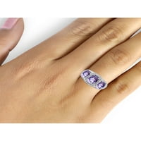 JewelersClub Amethyst Ring Birthstone Jewelry - 2. Karát -ametiszt 0. Ezüst gyűrűs ékszerek fehér gyémánt akcentussal