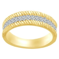 Karátos kerek vágott fehér természetes gyémánt eljegyzési esküvői zenekar gyűrű 14k szilárd sárga arany gyűrű méret-6.5