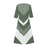 Clearance nyári ruhák női boka hossza könyök hosszúságú Alkalmi A-Line nyomtatott Ünnep V-nyakú ruha Zöld XXXL