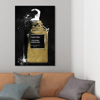 Wynwood Studio divat és Glam Wall Art vászon nyomtatványok 'mesés noir parfüm' parfümök - arany, fekete