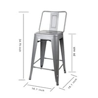 Design Group számláló magasság magas hátsó fém székek, szürke, 2 -es készlet