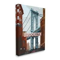 Stupell Industries Réteges Brooklyn -híd építészet Városi táj utazási grafikus galéria csomagolt vászon nyomtatott