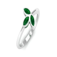 0. CT Marquise vágott smaragd szirom ígéret gyűrű, ezüst, US 4.00
