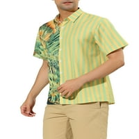 Egyedi olcsó férfi virágcsíkok patchwork gomb lefelé nyári nyomtatott ingek