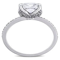 2- Carat T.G.W. Létrehozott fehér zafír és gyémánt 10k fehér arany eljegyzési gyűrű