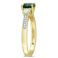 Miabella női 1- CT létrehozott smaragd, zafír és gyémánt 10KT sárga arany eljegyzési gyűrű