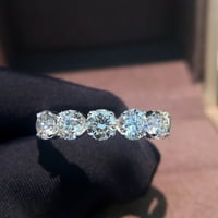 Nagy Rond gyémánt gyűrű egyszerű a nők számára Ezüst Gyűrű menyasszonyi gyémánt elegáns eljegyzési jegygyűrű gyűrűk