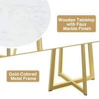 Modern kerek oldalsó ékezetes asztal nappali szoba X-alakú kis végén kávé ékezetes asztal Fau fehér márvány Top & erős