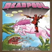 Marvel Comics-Deadpool-egyszarvú fali poszter fa mágneses kerettel, 22.375 34