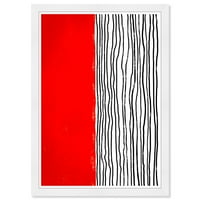 A Wynwood Studio nyomtatja a piros vonalakat absztrakt geometriai fal art vászon fehér 13x19