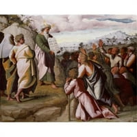 Posterazzi Sal Mózes bemutatja a Tízparancsolatot Raphael 1483-olasz freskó Szent Péter bazilika Vatikánváros - in