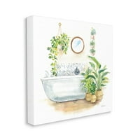 A Stupell Industries nyugodt fürdőszobai belső terek növényi növényekkel festett vászon fali művészeti tervezés, Sue