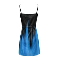 Női ruhák Női Divat Alkalmi V-nyakú ujjatlan heveder nyitott hátsó szexi nyomtatás laza ruha Női alkalmi ruha Kék +