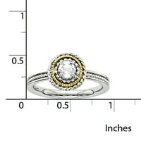 Sterling ezüst & 14k fehér Topáz gyűrű
