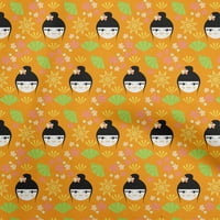 oneOone selyem cirmos mustár sárga Szövet Ázsiai Japán ventilátor kézműves projektek dekor szövet Nyomtatott az udvaron