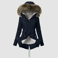 Női meleg kabát kabát felsőruházat bélelt árok téli kapucnis vastag felöltő Navy XXL