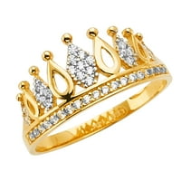Szilárd 14K sárga arany korona köbös Cirkónia CZ Divat évforduló gyűrű mérete 8