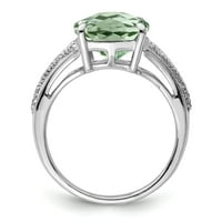 Ezüst Zöld Kvarc Gyűrű. Gem Wt-6.55 ct