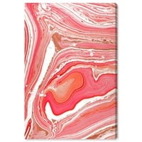 Wynwood Studio Absztrakt Modern Canvas Art - rózsaszín folyékony márvány, fali művészet nappali, hálószoba és fürdőszoba,