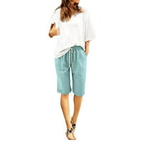 Larisalt rövidnadrág Női, Női nyomtatott nyári magas derekú Pamut vászon nadrág plusz méretű rövidnadrág Fűzés Beach