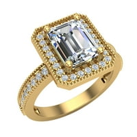 Smaragd vágott pasziánsz gyémánt Halo jegygyűrű és csavart szár gyűrű 18k arany