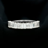 Évforduló gyűrű-félig örökkévalóság Moissanite gyűrű, ezüst, US 6.00