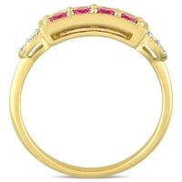 Miabella női karátos T.G.W. Létrehozott rubin és gyémánt akcentus 10 kt sárga arany félig állandó gyűrű