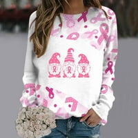Női pulóverek mellrák ajándék Crewneck Hosszú ujjú ingek rózsaszín-szalag-napi grafikus tunika felsők blúzok Leggings,