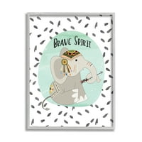Stupell Industries Brave Spirit törzsi elefánt grafikus szürke keretes művészeti nyomtatási fal művészet, 24x30