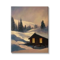 Stupell Industries Niveous Cottage Snow Scene Painting Galéria csomagolt vászon nyomtatott fali művészet, ziwei li