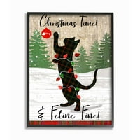 Stupell Indtries ország Ünnep Karácsonyi idő kifejezés családi macska jelenet keretes fal Art Design Andrea Tachiera,