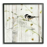 Stupell Industries Cottage Bird Botanikus Természet állatok és Rovarok Festés Fekete Keretes Art Print Wall Art