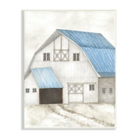Stupell Indtries fehér pajta kék tető puha ország építészet, 19, Design Cindy Shamp
