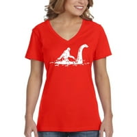 XtraFly ruházat Női Loch Ness Monster Bigfoot Yeti Nessie V-nyakú póló