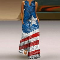 Beppter Plusz méretű ruhák Függetlenség Napja nőknek alkalmi Plusz méretű v nyakú ruha ujjatlan Napi Divat amerikai