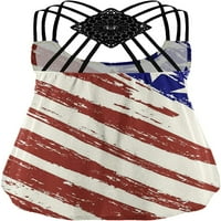 DabuLiu Női július 4. Tank Top Baggy amerikai USA zászló díszes Kerek nyakú ingek Ujjatlan hazafias Emléknap Top