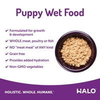 Halo gabona ingyenes természetes nedves kutyaeledel, kiskutya lazac recept, 5,5 uncia doboz