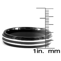 Tengerparti ékszerek fekete, rozsdamentes acél csíkos gyűrű