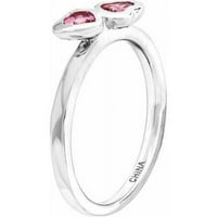 Rózsaszín Turmalin Dupla Szív Gyűrű