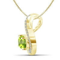 JewelersClub Carat T.G.W. Peridot és fehér gyémánt akcentus 14K arany az ezüst medál felett