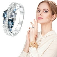 VerPetridure Női Pillangó Gyémánt Kreatív Szív Alakú Női Gyűrű Kék Ékszerek