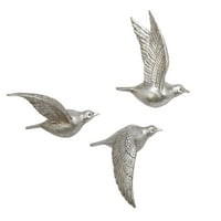 DecMode ezüst gyanta metál 3d faragott madár fal dekoráció