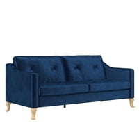 Mr. Kate Tess kanapé puha zsebbel tekercs párnák, kis tér nappali bútorok, Kék bársony
