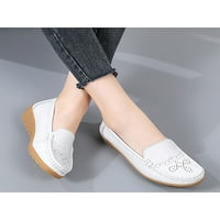 Lumento naplopók Női alkalmi cipő mokaszin lakások nővér cipő csúszik üreges ki kényelmes Fehér 8.5