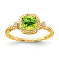 Primal arany karátos sárga arany Peridot és gyémánt gyűrű